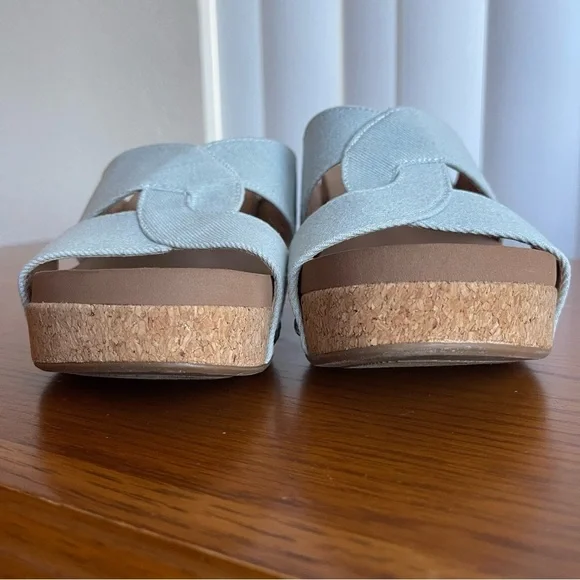 Corkys Bonnie Studded Wedge Sandal Light Blue Denim Size 9 - Picture 7 of 15